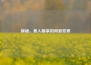 探秘，单人畅享的网游世界