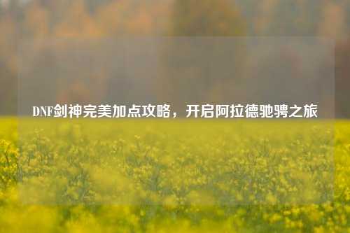 DNF剑神完美加点攻略，开启阿拉德驰骋之旅