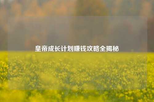 皇帝成长计划赚钱攻略全揭秘