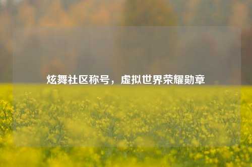 炫舞社区称号，虚拟世界荣耀勋章