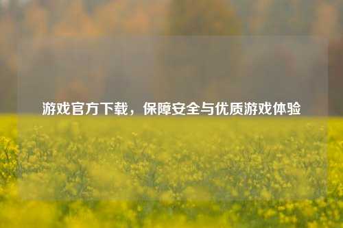游戏官方下载，保障安全与优质游戏体验