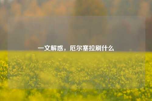 一文解惑，厄尔塞拉刷什么