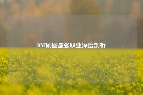 DNF刷图最强职业深度剖析