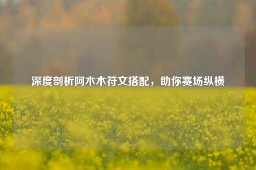 深度剖析阿木木符文搭配，助你赛场纵横