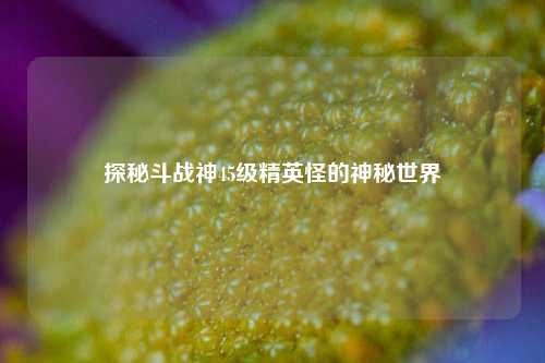 探秘斗战神45级精英怪的神秘世界